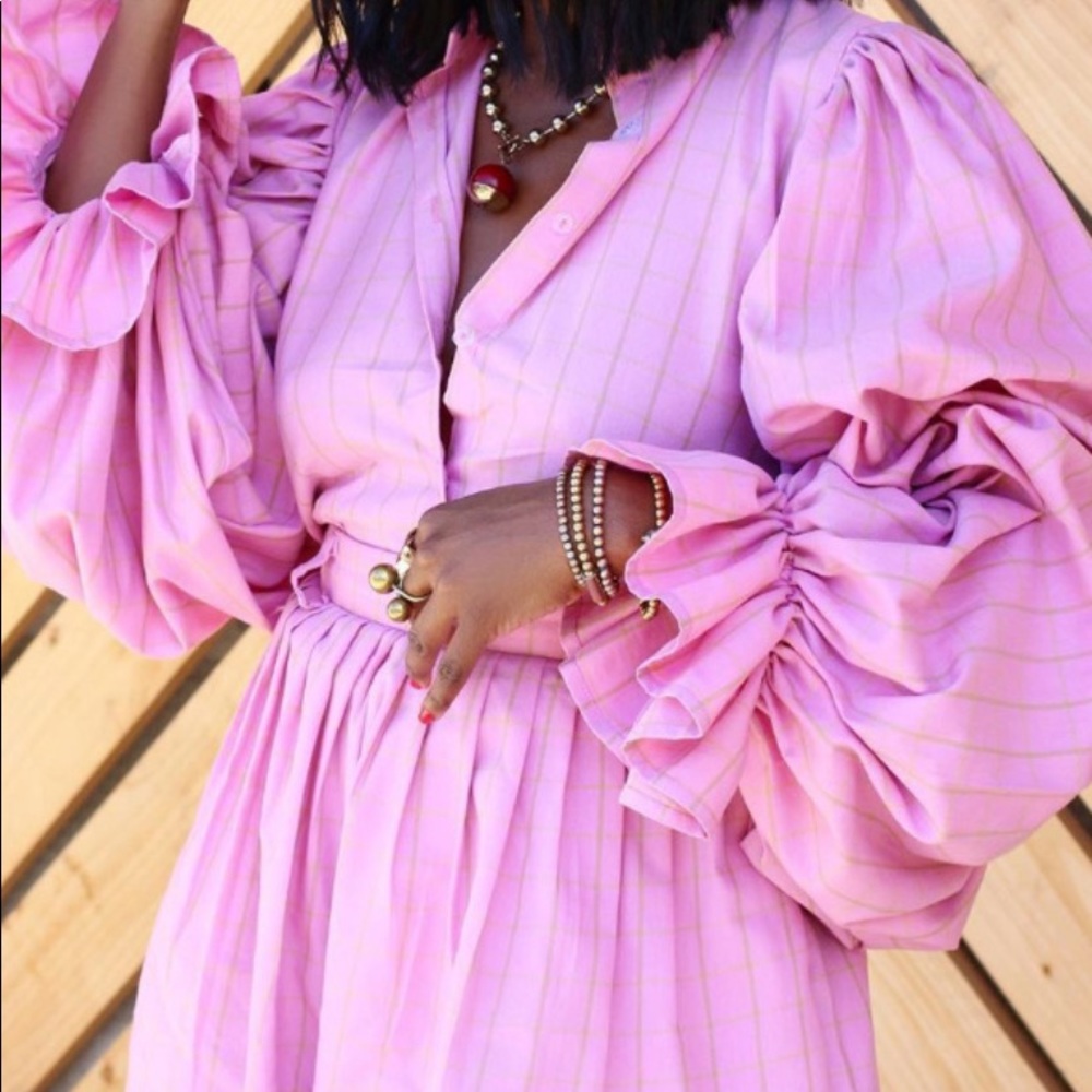 Pink Pin Strip 2pc Short Set